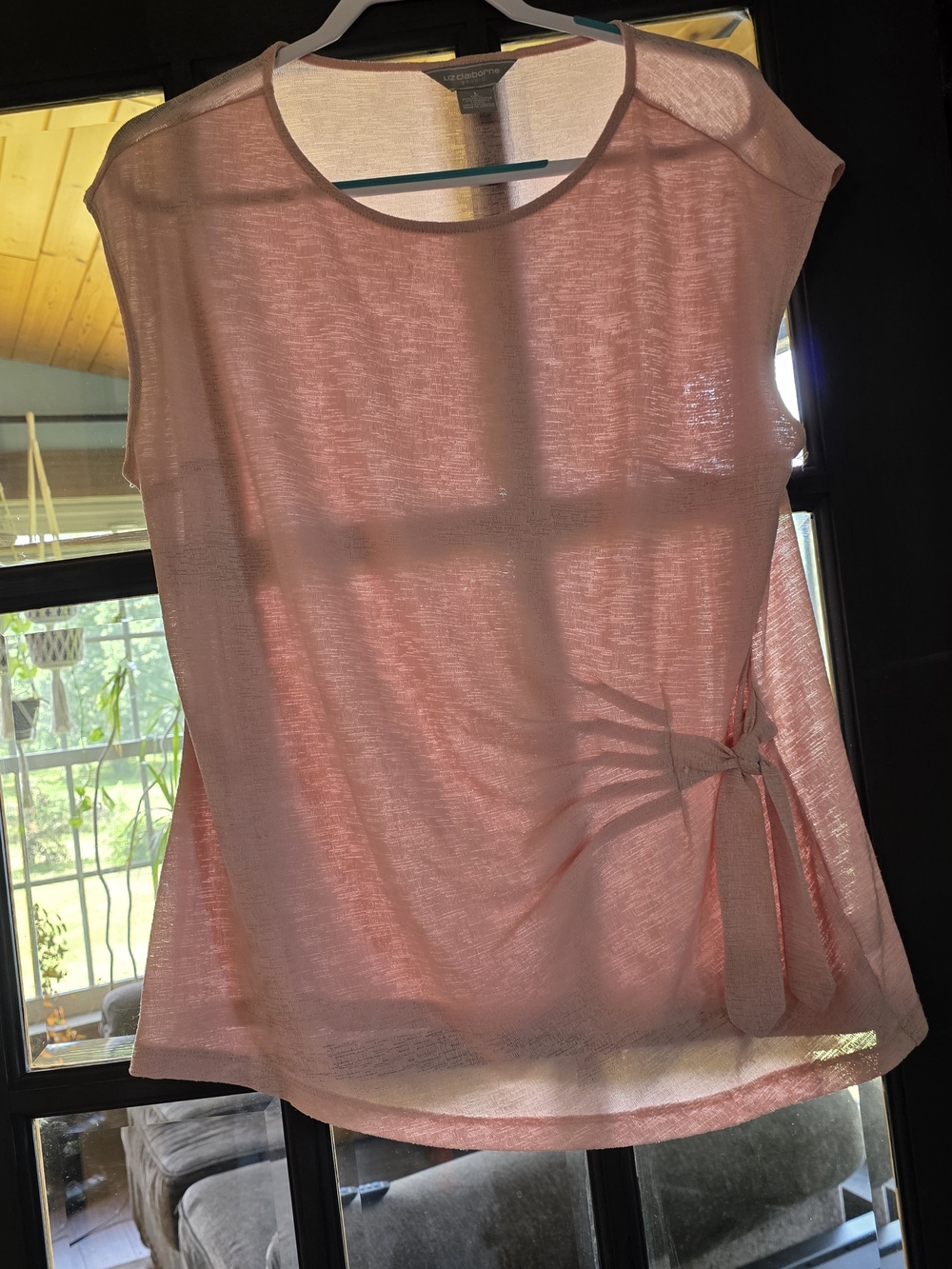 Liz Claiborne Light Pink Short-Sleeve Tie-Side Top
